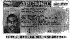 Údajný doklad totonosti Mohameda Lahouaieja-Bouhlela. Francouztí...