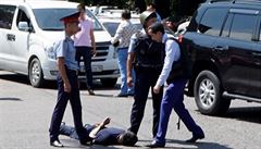 Policejní zákrok v Almaty.