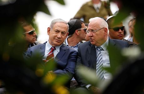 Izraelsk premir Netanyahu s izraelskm prezidentem Rivlinem.