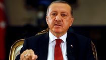 Tureck prezident Recep Tayyip Erdogan bhem rozhovoru s agenturou Reuters...
