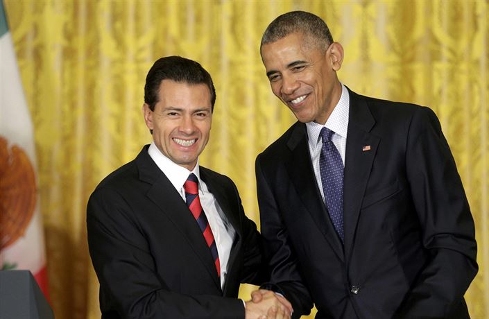 Prezident USA Barack Obama  s mexickým prezidentem Peno Nietem.