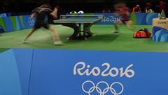 Trénink stolních tenist v olympijském Riu.