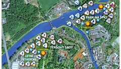 Mapa Olympijského parku Pardubice.