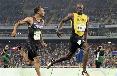 Andre De Grasse a Usain Bolt.