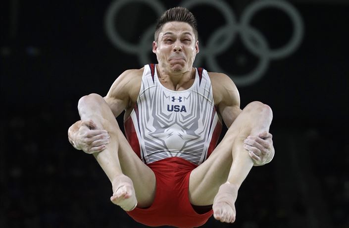 Americký gymnasta Chris Brooks na olympiád� v Riu.