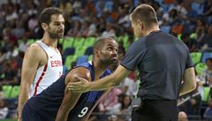 Tony Parker v posledním reprezentaním zápase kariéry.