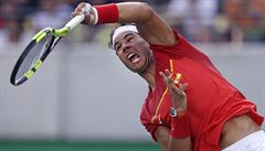 panl Rafael Nadal pi zápase s Italem Andreasem Seppim na olympiád v Riu.