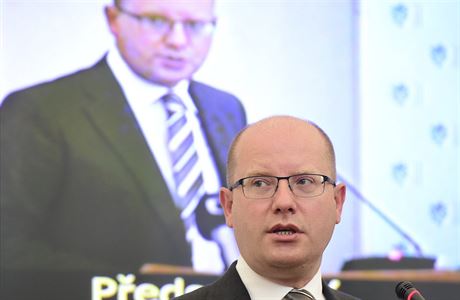 Premiér Bohuslav Sobotka vystoupil v pondlí v Praze s projevem na pravidelné...