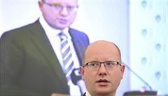 Premiér Bohuslav Sobotka vystoupil v pondělí v Praze s projevem na pravidelné...