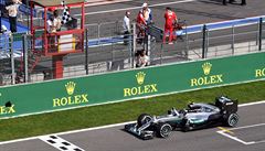 Nico Rosberg v cíli Velké ceny Belgie