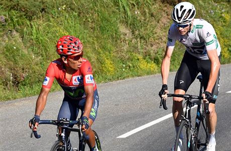 Nairo Quintana a Chris Froome v sobotn etap Vuelty.