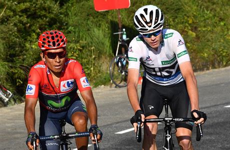 Nairo Quintana a Chris Froome v sobotn etap Vuelty.