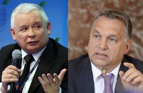 Lídr polské vládní strany PiS Jaroslav Kaczyski a maarský premiér Viktor...