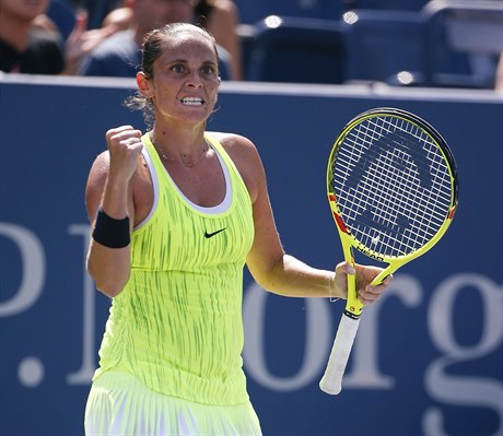 Roberta Vinciová slaví postup do tvrtfinále US Open.