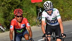 Nairo Quintana a Chris Froome v sobotní etap Vuelty.