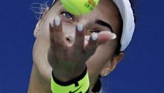 Ana Konjuhová ve tvrtfinále US Open proti Karolín Plíkové.