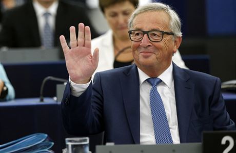 Prezident Evropské komise Jean-Claude Juncker ped svým projevem o stavu unie.