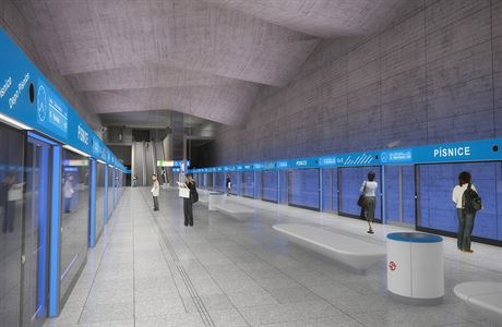 Podoba stanice Písnice z léta 2016. Metroprojekt ji vytvoil spolu s IPR.