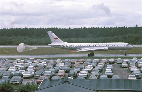 Pistn letadla Tu-104 ve vdskm Stockholmu v roce 1968.