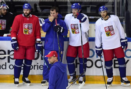 Trénink eské hokejové reprezentace v píprav na Svtový pohár.