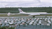 Přistání letadla Tu-104 ve švédském Stockholmu v roce 1968.