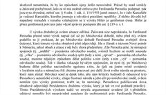 13. strana rozsudku v kauze Peroutka, který dorazil na Hrad.