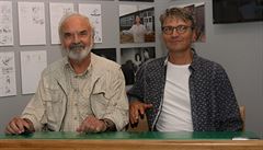 Zdenk (vlevo) a Jan Svrákovi na výstav k filmu Obecná kola v Zámku v...