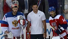 Nejlepší hráči utkání Semjon Varlamov z Ruska a Tomáš Plekanec.