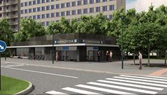 Exteriér stanice Olbrachtova z léta 2016.