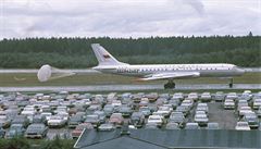 Pistání letadla Tu-104 ve védském Stockholmu v roce 1968.