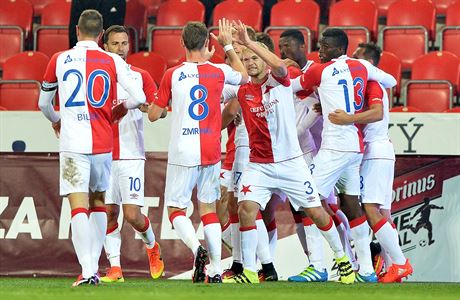 Utkání 7. kola první fotbalové ligy: Slavia Praha - Slovan Liberec. Hrái...