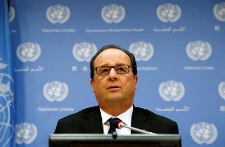 Francouzský prezident François Hollande bhem tiskové konference