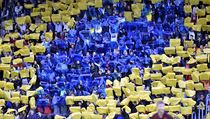 Utk�n� 7. kola prvn� fotbalov� ligy: Fastav Zl�n - Sparta Praha. Fanou�ci Zl�na.