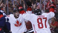 Svtový pohár hokejist - zámoské derby Kanada vs. USA (radost Crosbyho).