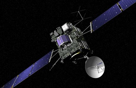 Vyobrazení sondy Rosetta na webu Evropské vesmírné agentury (ESA).