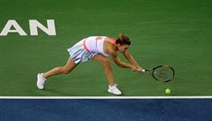 Simona Halepová v semifinále proti Pete Kvitové.