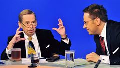 Václav Havel v televizním rozhovoru s Václavem Moravcem.