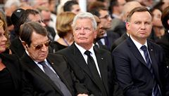 Nmecký prezident Joachim Gauck na pohbu imona Peres