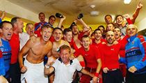 Čeští fotbalisté do 21 let se radují z postupu na Euro 2017.