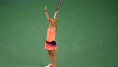 Petra Kvitová se raduje z výhry ve finále turnaje ve Wuhanu.