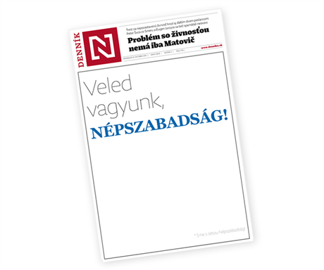 Jsme s tebou Népszabadságu! - titulní strana deníku N.