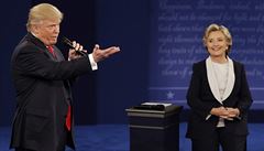 Donald Trump a Hillary Clintonová ve druhé televizní debat, která se nesla ve...