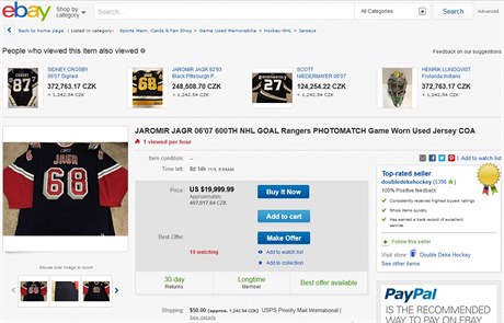 Dres Jágra v aukci na eBay.