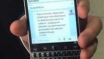 SMS zprva, kterou poslal Danielu Hermanovi f hradnho protokolu Jindich...