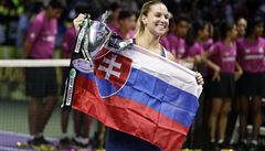 Dominika Cibulkova oslavuje svj titul.