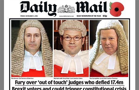 Ústavní soudci, kteí rozhodli, e brexit musí nejdíve projít parlament, jsou...
