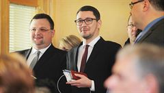 Jií Ováek a Jindich Forejt bhem návtvy prezidenta republiky v Plzeském...