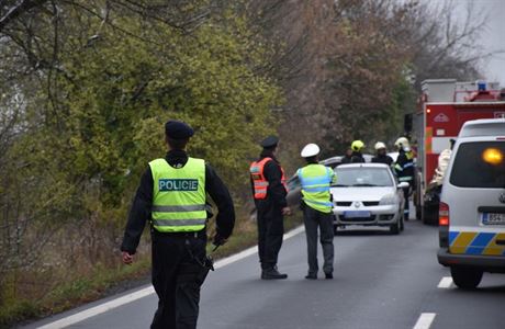 Hasii a policisté pi zásahu u nehody v Horních Poernicích