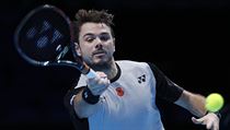 Stan Wawrinka na Turnaji mistr proti Kei Niikorimu.