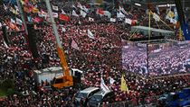 Jihokorejci protestuj v ulicch proti souasn prezidentce Park Geun-hye....